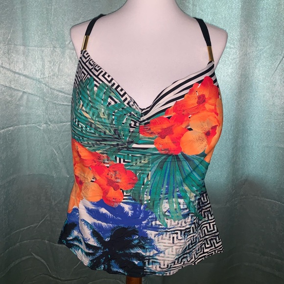 Cacique Other - 40G Tankini - Tropical print